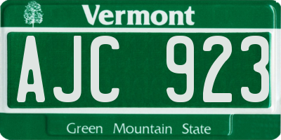 VT license plate AJC923
