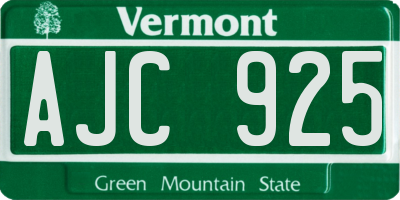 VT license plate AJC925