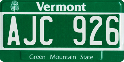 VT license plate AJC926