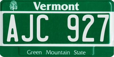 VT license plate AJC927