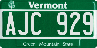 VT license plate AJC929