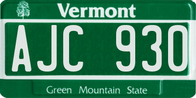 VT license plate AJC930