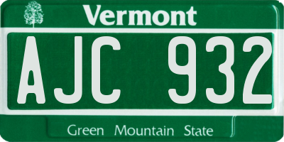 VT license plate AJC932