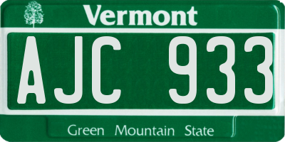 VT license plate AJC933