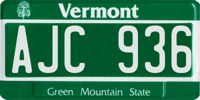 VT license plate AJC936