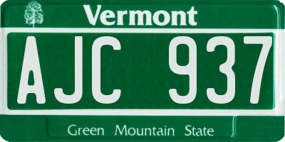 VT license plate AJC937