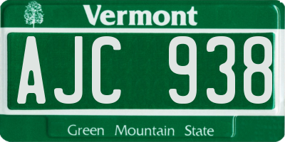 VT license plate AJC938