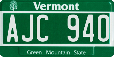 VT license plate AJC940