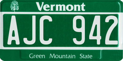VT license plate AJC942