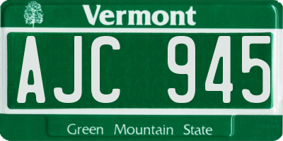 VT license plate AJC945
