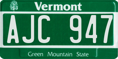 VT license plate AJC947