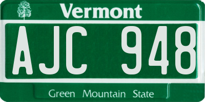 VT license plate AJC948
