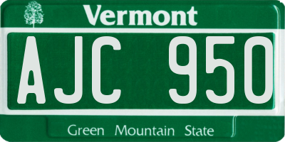 VT license plate AJC950