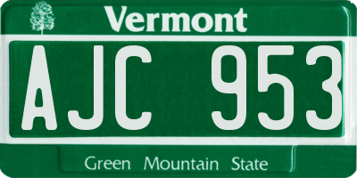 VT license plate AJC953