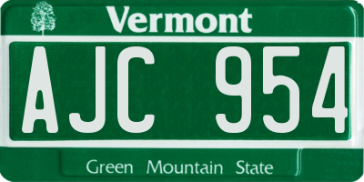 VT license plate AJC954