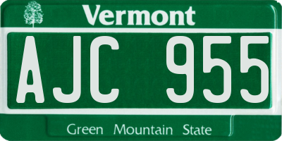 VT license plate AJC955