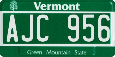 VT license plate AJC956