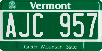 VT license plate AJC957
