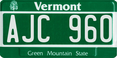 VT license plate AJC960
