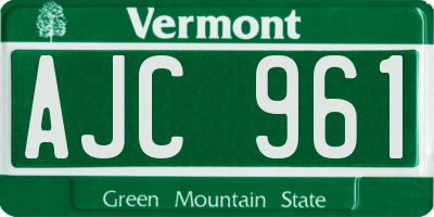 VT license plate AJC961