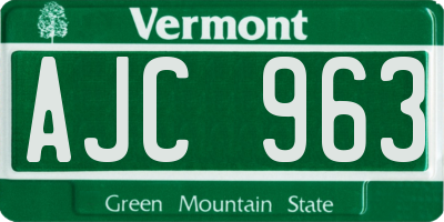 VT license plate AJC963