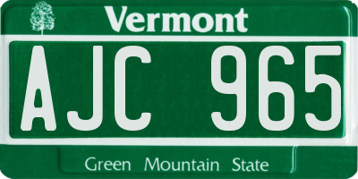 VT license plate AJC965