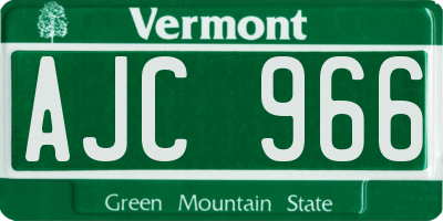 VT license plate AJC966