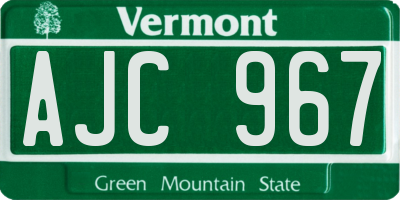 VT license plate AJC967