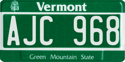 VT license plate AJC968