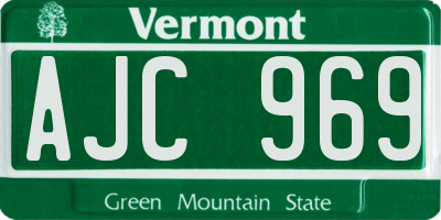 VT license plate AJC969