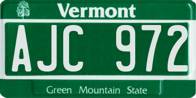 VT license plate AJC972