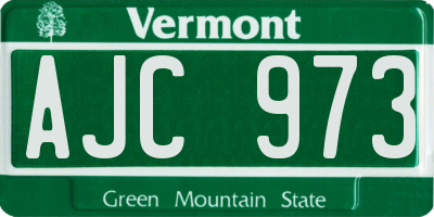 VT license plate AJC973