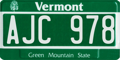 VT license plate AJC978