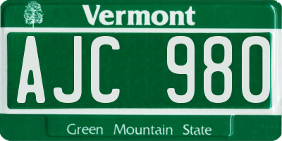 VT license plate AJC980
