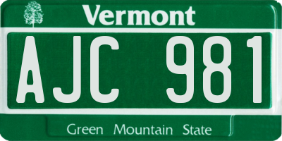 VT license plate AJC981