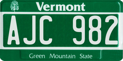 VT license plate AJC982