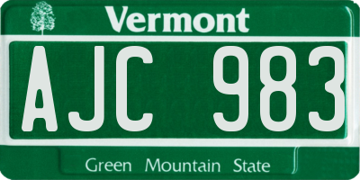 VT license plate AJC983