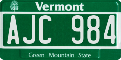 VT license plate AJC984