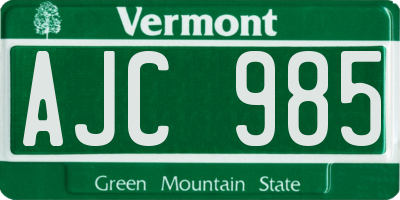VT license plate AJC985