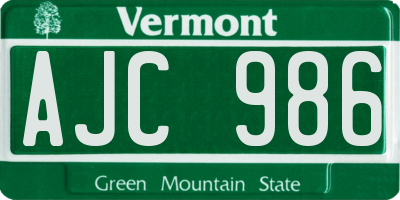 VT license plate AJC986