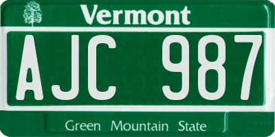 VT license plate AJC987
