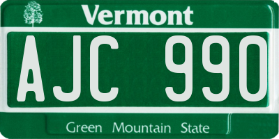 VT license plate AJC990