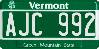 VT license plate AJC992