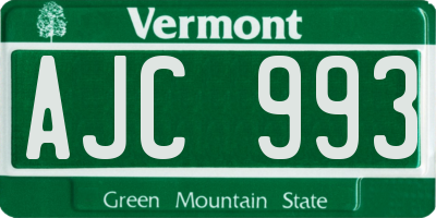 VT license plate AJC993
