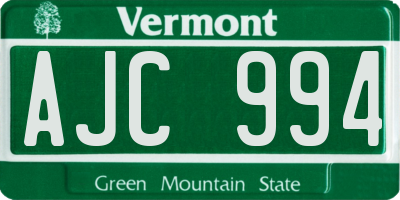 VT license plate AJC994
