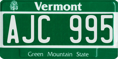 VT license plate AJC995
