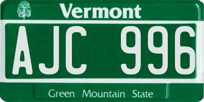 VT license plate AJC996