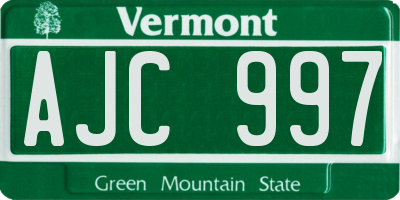 VT license plate AJC997