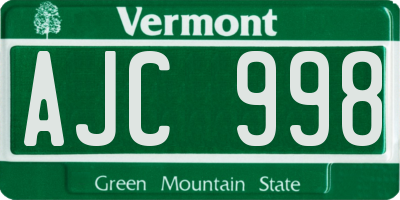 VT license plate AJC998