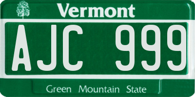 VT license plate AJC999